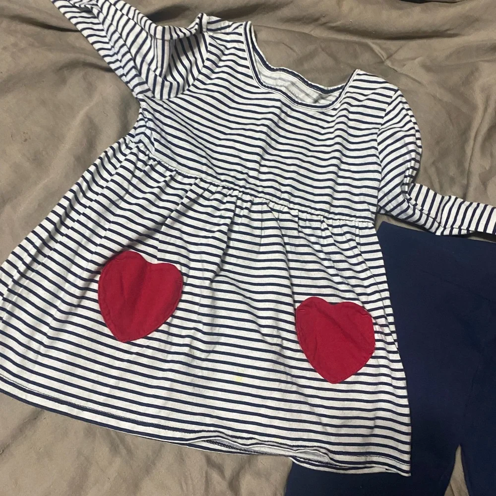 The Children's Place‎ Navy and White Heart Set